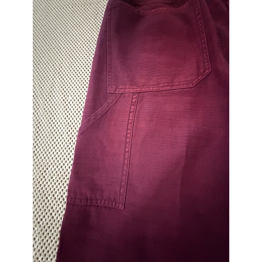 Free People Stay Awhile Jeans Sz 0 Carpenter Barrel Leg Pants Maroon Mulberry - Picture 9 of 12